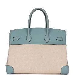 Hermès Pre-owned Hermes Birkin 35 Toile H And Ciel Clemence Palladium Hardware -Online Bag Store H B 230323 1 05