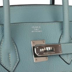 Hermès Pre-owned Hermes Birkin 35 Toile H And Ciel Clemence Palladium Hardware -Online Bag Store H B 230323 1 08
