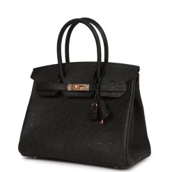 Hermès Hermes Birkin 30 Black Ostrich Rose Gold Hardware -Online Bag Store H B 230523 4 SM 03