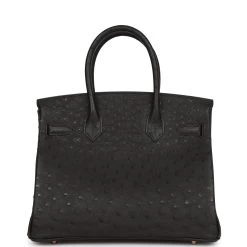 Hermès Hermes Birkin 30 Black Ostrich Rose Gold Hardware -Online Bag Store H B 230523 4 SM 05