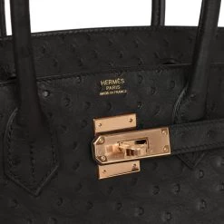 Hermès Hermes Birkin 30 Black Ostrich Rose Gold Hardware -Online Bag Store H B 230523 4 SM 08