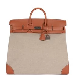 Hermès Pre-owned Hermes Birkin HAC 50 Gold Toile De Camp Evercolor Palladium Hardware