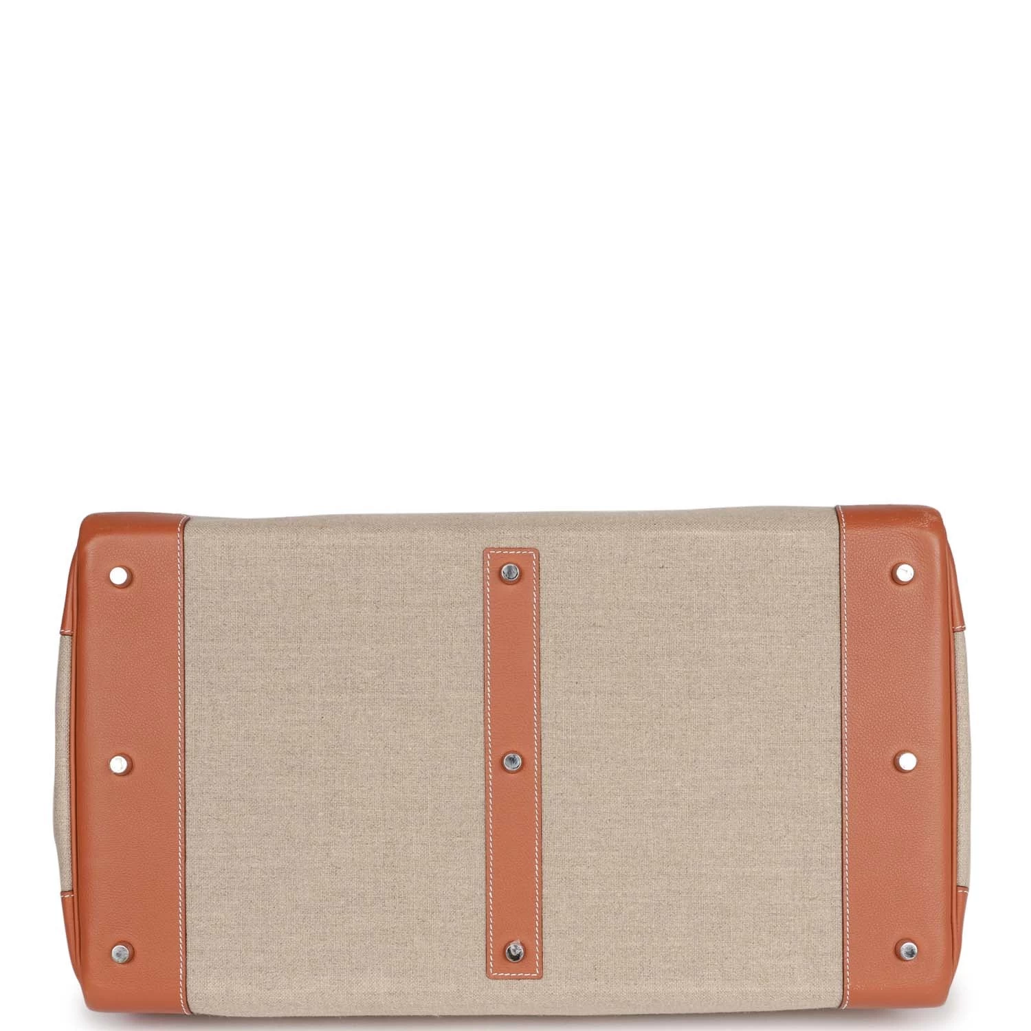 Hermès Pre-owned Hermes Birkin HAC 50 Gold Toile De Camp Evercolor Palladium Hardware 8 Hermès Pre-owned Hermes Birkin HAC 50 Gold Toile De Camp Evercolor Palladium Hardware - Image 6