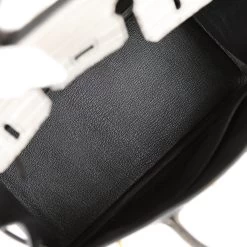 Hermès Hermes Special Order (HSS) Birkin 25 Gris Perle And Black Matte Alligator Mississippienis Brushed Gold Hardware -Online Bag Store H B 230825 1 XZ 09