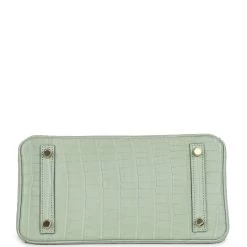 Hermès Hermes Birkin 25 Vert D'Eau Matte Alligator Gold Hardware -Online Bag Store H B 230908 1 06