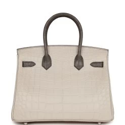 Hermès Hermes Bi-color Birkin 30 Beton And Etain Matte Alligator Palladium Hardware -Online Bag Store H B 231002 4 YH 05
