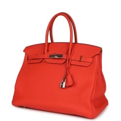 Hermès Pre-owned Hermes Birkin 35 Capucine Clemence Palladium Hardware -Online Bag Store H B 231017 1 03