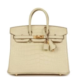 Hermès Hermes Special Order (HSS) Birkin 25 Vanille Matte Alligator Brushed Gold Hardware