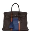 Hermès Pre-owned Hermes Birkin Club 35 Vert Bronze, Blue Thalassa, Fauve Barenia Fjord & Ottomane Palladium Hardware
