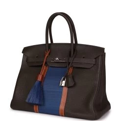 Hermès Pre-owned Hermes Birkin Club 35 Vert Bronze, Blue Thalassa, Fauve Barenia Fjord & Ottomane Palladium Hardware -Online Bag Store H B 231102 1 03 bdf58a14 4252 41af 9d63 7c460ae009ac