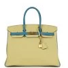 Hermès Pre-owned Hermes Special Order (HSS) Birkin 35 Jaune Poussin And Bleu Paradise Togo Brushed Gold Hardware -Online Bag Store H B 231107 3 01