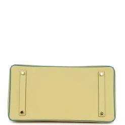 Hermès Pre-owned Hermes Special Order (HSS) Birkin 35 Jaune Poussin And Bleu Paradise Togo Brushed Gold Hardware -Online Bag Store H B 231107 3 06