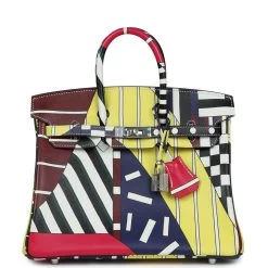 Hermès Hermes "One Two Three And Away We Go" Birkin 25 Multicolor Swift Palladium Hardware