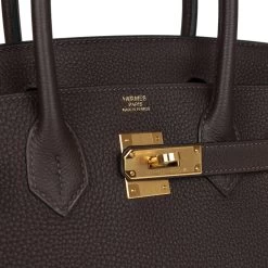 Hermès Hermes Birkin 30 Ebene Togo Gold Hardware -Online Bag Store H B 231214 2 08