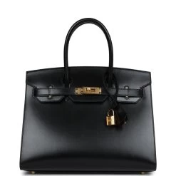 Hermès Hermes Birkin Sellier 30 Black Box Gold Hardware