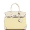 Hermès Hermes Birkin 30 Nata Swift And Jaune Poussin Toile Palladium Hardware -Online Bag Store H B 231228 4 11