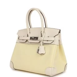 Hermès Hermes Birkin 30 Nata Swift And Jaune Poussin Toile Palladium Hardware 12 Hermès Hermes Birkin 30 Nata Swift And Jaune Poussin Toile Palladium Hardware -Online Bag Store H B 231228 4 12