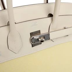 Hermès Hermes Birkin 30 Nata Swift And Jaune Poussin Toile Palladium Hardware 15 Hermès Hermes Birkin 30 Nata Swift And Jaune Poussin Toile Palladium Hardware -Online Bag Store H B 231228 4 17
