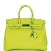 Hermès Pre-owned Hermes Birkin 35 Kiwi Swift Palladium Hardware -Online Bag Store H B 231723 1 01