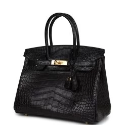 Hermès Hermes Birkin 30 Black Matte Alligator Gold Hardware -Online Bag Store H B 240108 6 03