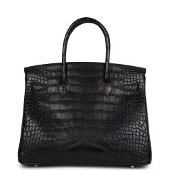 Hermès Hermes Birkin 30 Black Matte Alligator Gold Hardware -Online Bag Store H B 240108 6 05