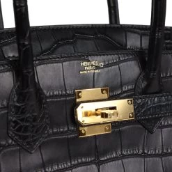 Hermès Hermes Birkin 30 Black Matte Alligator Gold Hardware -Online Bag Store H B 240108 6 08