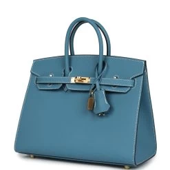 Hermès Hermes Birkin Sellier 25 Blue Jean Epsom Gold Hardware -Online Bag Store H B 240109 2 03