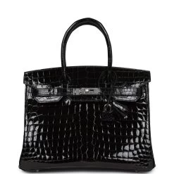 Hermès Hermes Birkin 30 Black Shiny Crocodile Niloticus Palladium Hardware