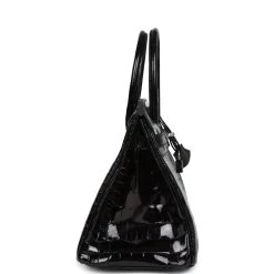 Hermès Hermes Birkin 30 Black Shiny Crocodile Niloticus Palladium Hardware -Online Bag Store H B 240117 2 DM 04