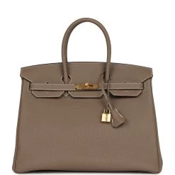 Hermès Pre-owned Hermes Birkin 35 Etoupe Togo Gold Hardware