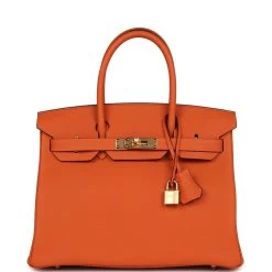 Hermès Hermes Birkin 30 Orange Togo Gold Hardware