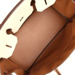 Hermès Pre-owned Hermes Special Order (HSS) Birkin 30 Craie And Gold Togo Brushed Gold Hardware -Online Bag Store H B 240201 4 JG 09
