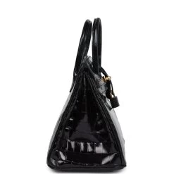 Hermès Hermes Birkin 25 Black Shiny Niloticus Crocodile Gold Hardware -Online Bag Store H B 240205 4 04