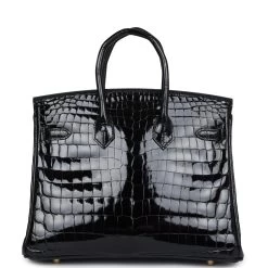 Hermès Hermes Birkin 25 Black Shiny Niloticus Crocodile Gold Hardware -Online Bag Store H B 240205 4 05