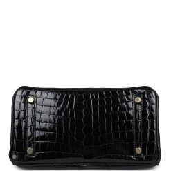 Hermès Hermes Birkin 25 Black Shiny Niloticus Crocodile Gold Hardware -Online Bag Store H B 240205 4 06