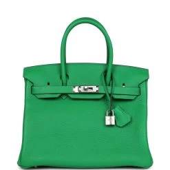 Hermès Pre-owned Hermes Birkin 30 Bambou Clemence Palladium Hardware