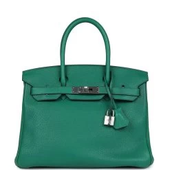 Hermès Pre-Owned Hermes Birkin 30 Vert Vertigo Clemence Palladium Hardware