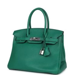 Hermès Pre-Owned Hermes Birkin 30 Vert Vertigo Clemence Palladium Hardware 15 Hermès Pre-Owned Hermes Birkin 30 Vert Vertigo Clemence Palladium Hardware -Online Bag Store H B 240212 3 03