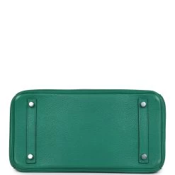 Hermès Pre-Owned Hermes Birkin 30 Vert Vertigo Clemence Palladium Hardware 16 Hermès Pre-Owned Hermes Birkin 30 Vert Vertigo Clemence Palladium Hardware -Online Bag Store H B 240212 3 06