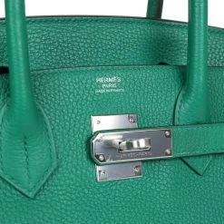 Hermès Pre-Owned Hermes Birkin 30 Vert Vertigo Clemence Palladium Hardware 17 Hermès Pre-Owned Hermes Birkin 30 Vert Vertigo Clemence Palladium Hardware -Online Bag Store H B 240212 3 08