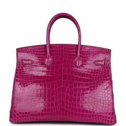 Hermès Hermes Birkin 35 Rose Sheherazade Shiny Porosus Crocodile Palladium Hardware 14 Hermès Hermes Birkin 35 Rose Sheherazade Shiny Porosus Crocodile Palladium Hardware -Online Bag Store H B 240212 4 05