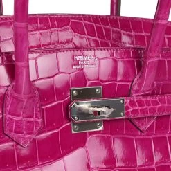 Hermès Hermes Birkin 35 Rose Sheherazade Shiny Porosus Crocodile Palladium Hardware 17 Hermès Hermes Birkin 35 Rose Sheherazade Shiny Porosus Crocodile Palladium Hardware -Online Bag Store H B 240212 4 08