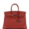 Hermès Pre-owned Hermes Birkin 35 Ghillies Brique Clemence And Evercolor Palladium Hardware