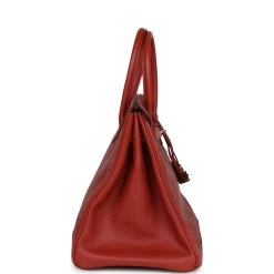 Hermès Pre-owned Hermes Birkin 35 Ghillies Brique Clemence And Evercolor Palladium Hardware -Online Bag Store H B 240220 3 SZ 04