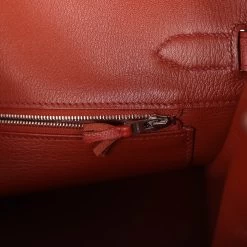 Hermès Pre-owned Hermes Birkin 35 Ghillies Brique Clemence And Evercolor Palladium Hardware -Online Bag Store H B 240220 3 SZ 09