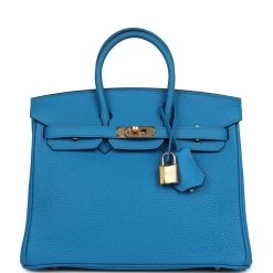 Hermès Hermes Birkin 25 Bleu Zanzibar Togo Gold Hardware