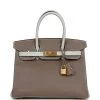 Hermès Pre-owned Hermes Special Order (HSS) Birkin 30 Etoupe And Gris Pearl Chevre Brushed Gold Hardware -Online Bag Store H B 240228 2 01