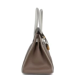 Hermès Pre-owned Hermes Special Order (HSS) Birkin 30 Etoupe And Gris Pearl Chevre Brushed Gold Hardware -Online Bag Store H B 240228 2 04