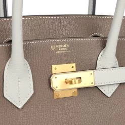 Hermès Pre-owned Hermes Special Order (HSS) Birkin 30 Etoupe And Gris Pearl Chevre Brushed Gold Hardware -Online Bag Store H B 240228 2 08