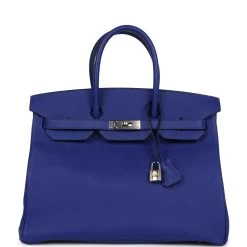 Hermès Pre-owned Hermes Birkin 35 Bleu Electric Epsom Palladium Hardware